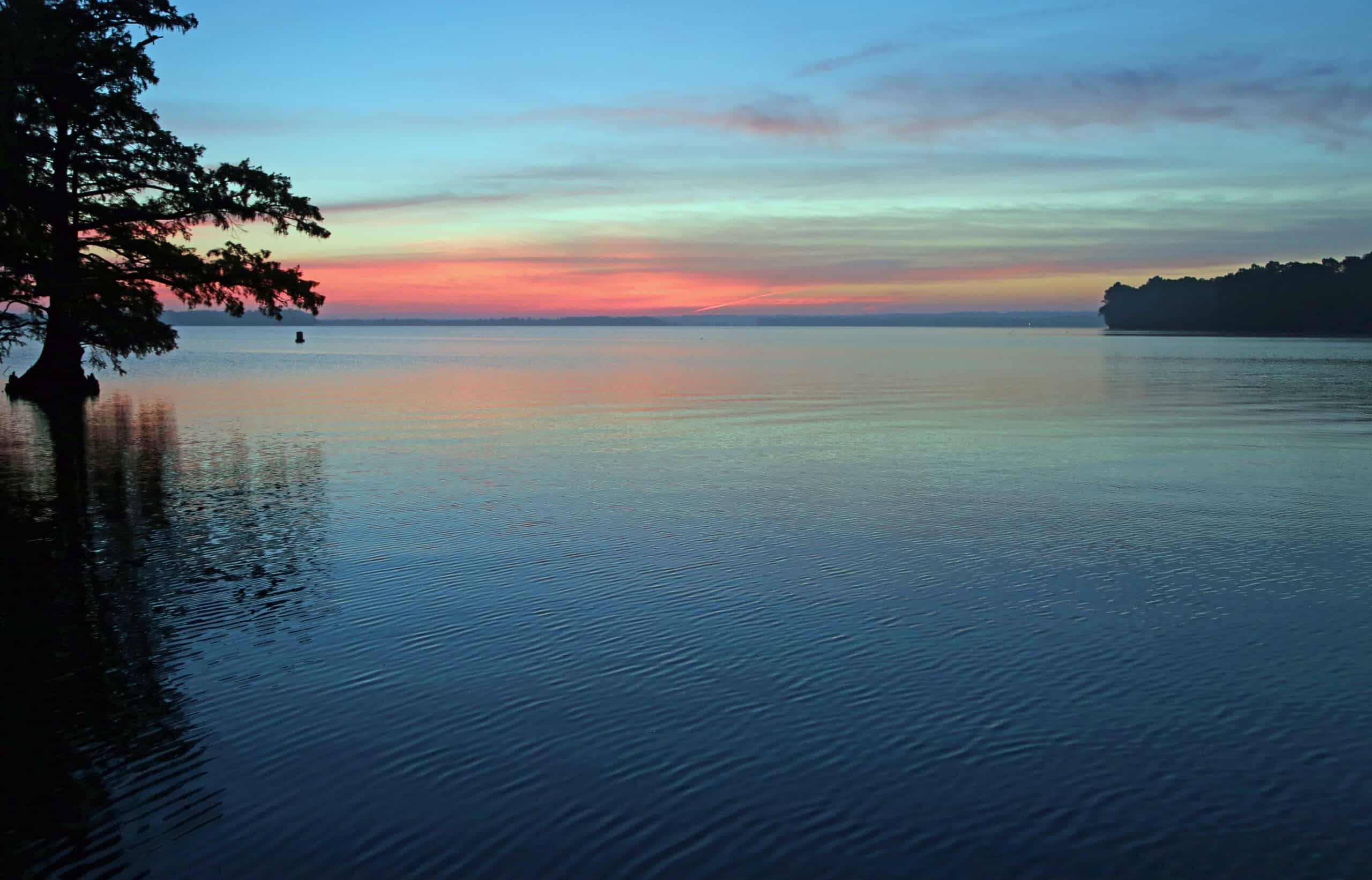 Peaceful Oklahoma lake at sunset
